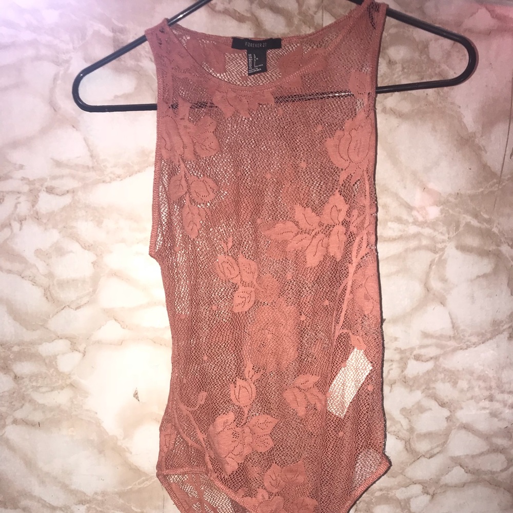 Pink laced bodysuit , never worn